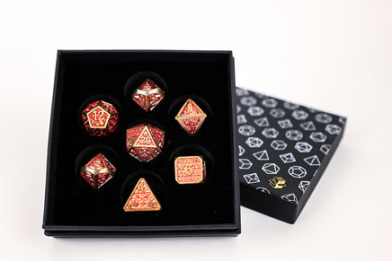 Draco Metal RPG Dice Set: Bright Red / Gold - Campaign Supplies