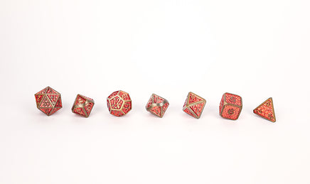 Draco Metal RPG Dice Set: Bright Red / Gold - Campaign Supplies