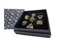 Draco Metal RPG Dice Set: Bright Black / Gold - Campaign Supplies