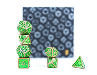 Draco Metal RPG Dice Set: Bright Green / Brass - Campaign Supplies