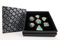 Draco Metal RPG Dice Set: Dark Green / Brass - Campaign Supplies