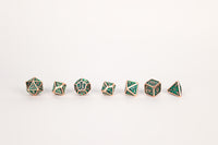 Draco Metal RPG Dice Set: Dark Green / Brass - Campaign Supplies