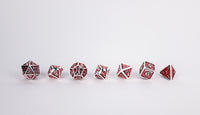 Draco Metal RPG Dice Set: Dark Red / Silver - Campaign Supplies