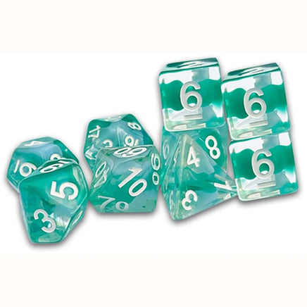 DCC RPG Dice - Thracian Azure Swirl Dice - Traditional 9-set - Campaign Supplies