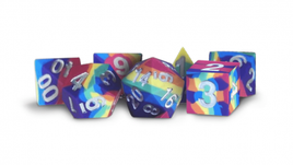 7 pc MDG 16mm Sharp Edge Silicone Rubber Rainbow Dice Set - Campaign Supplies