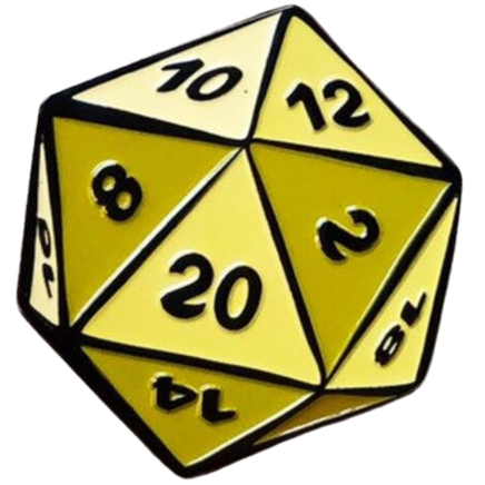 D20 - Yellow Pin - Campaign Supplies