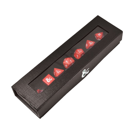 D&D Heavy Metal 7 RPG Dice Set Red & White - Campaign Supplies