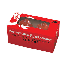 D&D Heavy Metal D20 Red and White Dice Set - Campaign Supplies