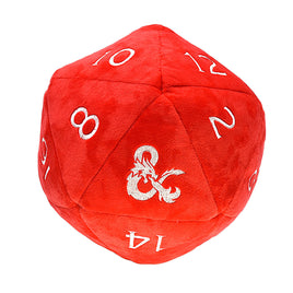 D&D Jumbo D20 Dice Plush Red and White - Campaign Supplies