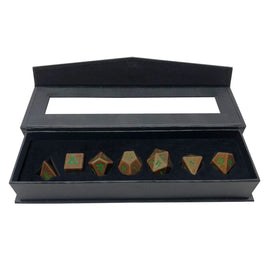 D&D Heavy Metal 7 RPG Dice Set Feywild Copper and Green - Campaign Supplies