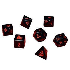 D&D Heavy Metal 7 RPG Dice Set Black & Red - Campaign Supplies