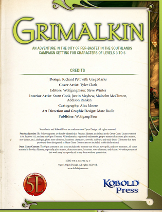 Grimalkin for 5th Edition - Campaign Supplies
