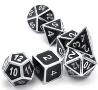 7pc Classic Black Metal Dice - Campaign Supplies