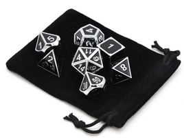 7pc Classic Black Metal Dice - Campaign Supplies